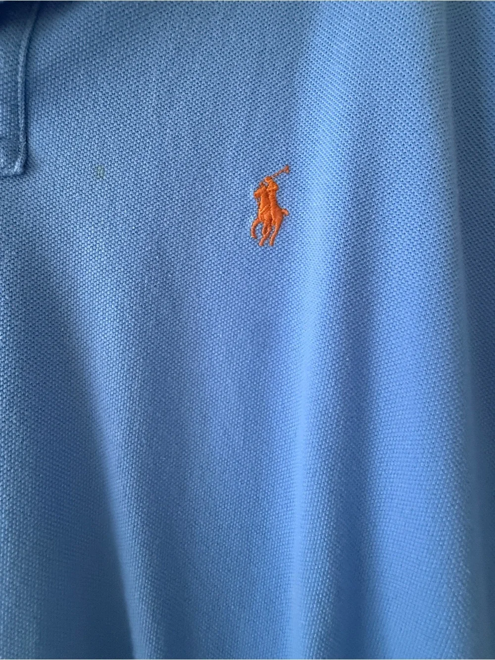 Ralph Lauren Blue Polo with Orange Pony Embroidery